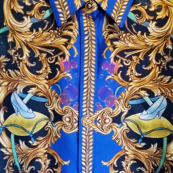 Button Down Shirt Versace X Disney Cinderella Silk Authentic Limited Edition - Picture 6 of 16